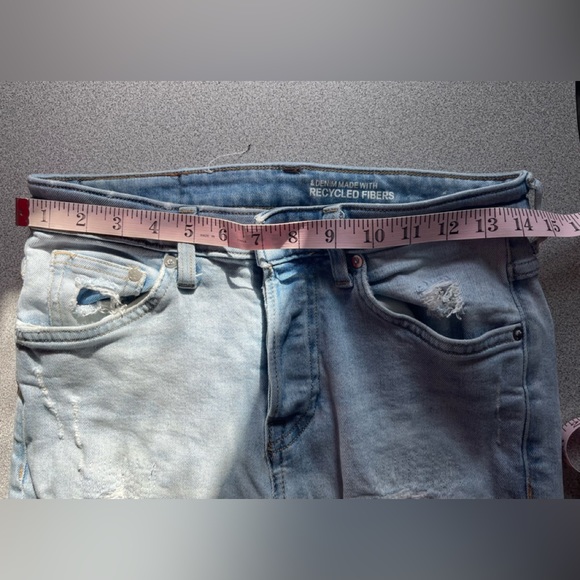 H&M Skinny Low Rise Ripped Blue Jeans Button Fly Size 30/32 - Picture 8 of 12